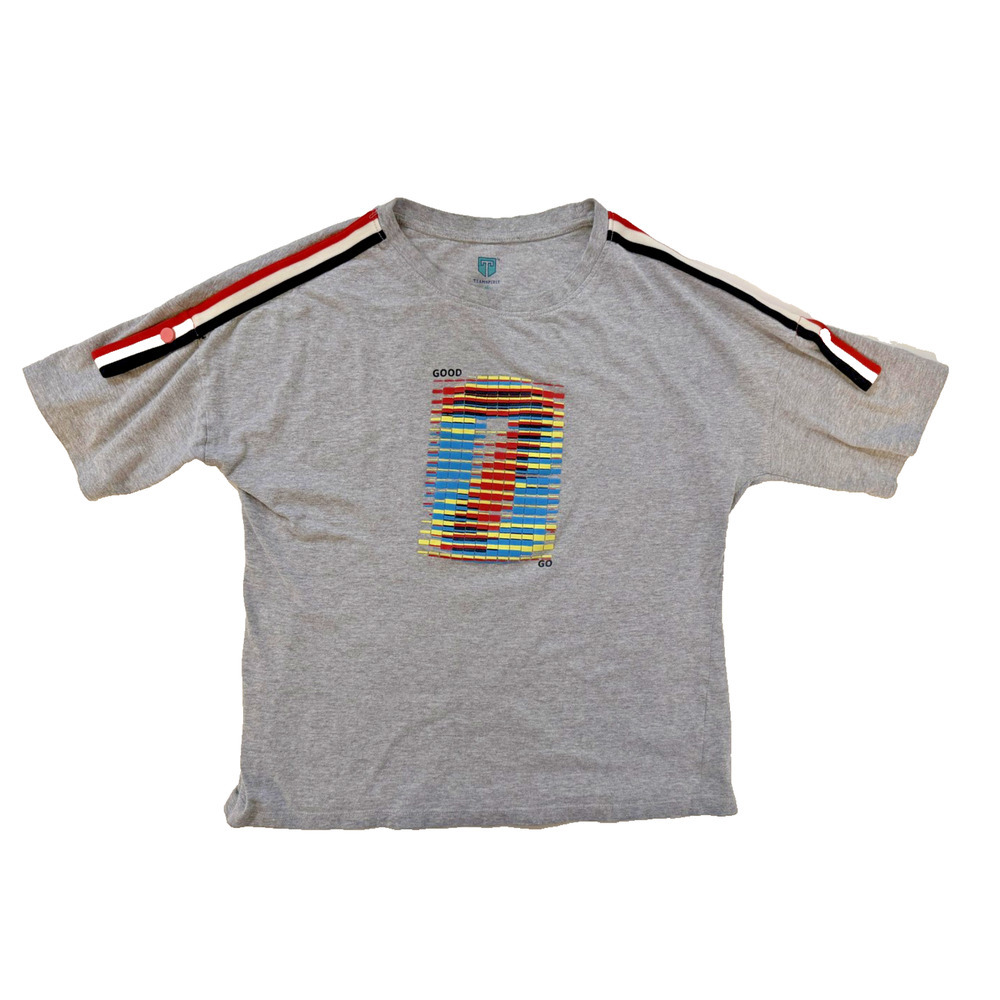 Teamspirit Shirt Mens M Gray Striped Sleeve Graphic Y2K Streetwear Tee